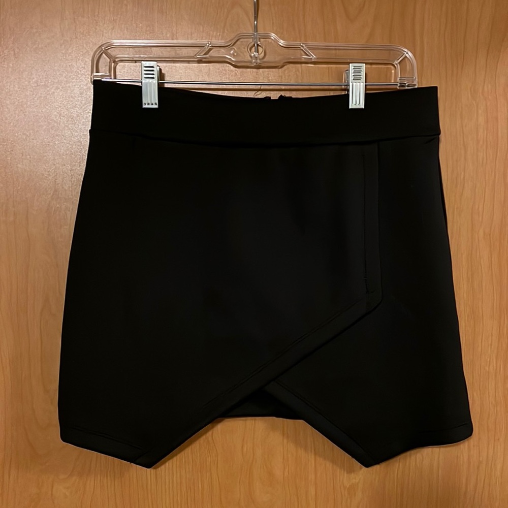 Re:named asymmetrical black mini skirt